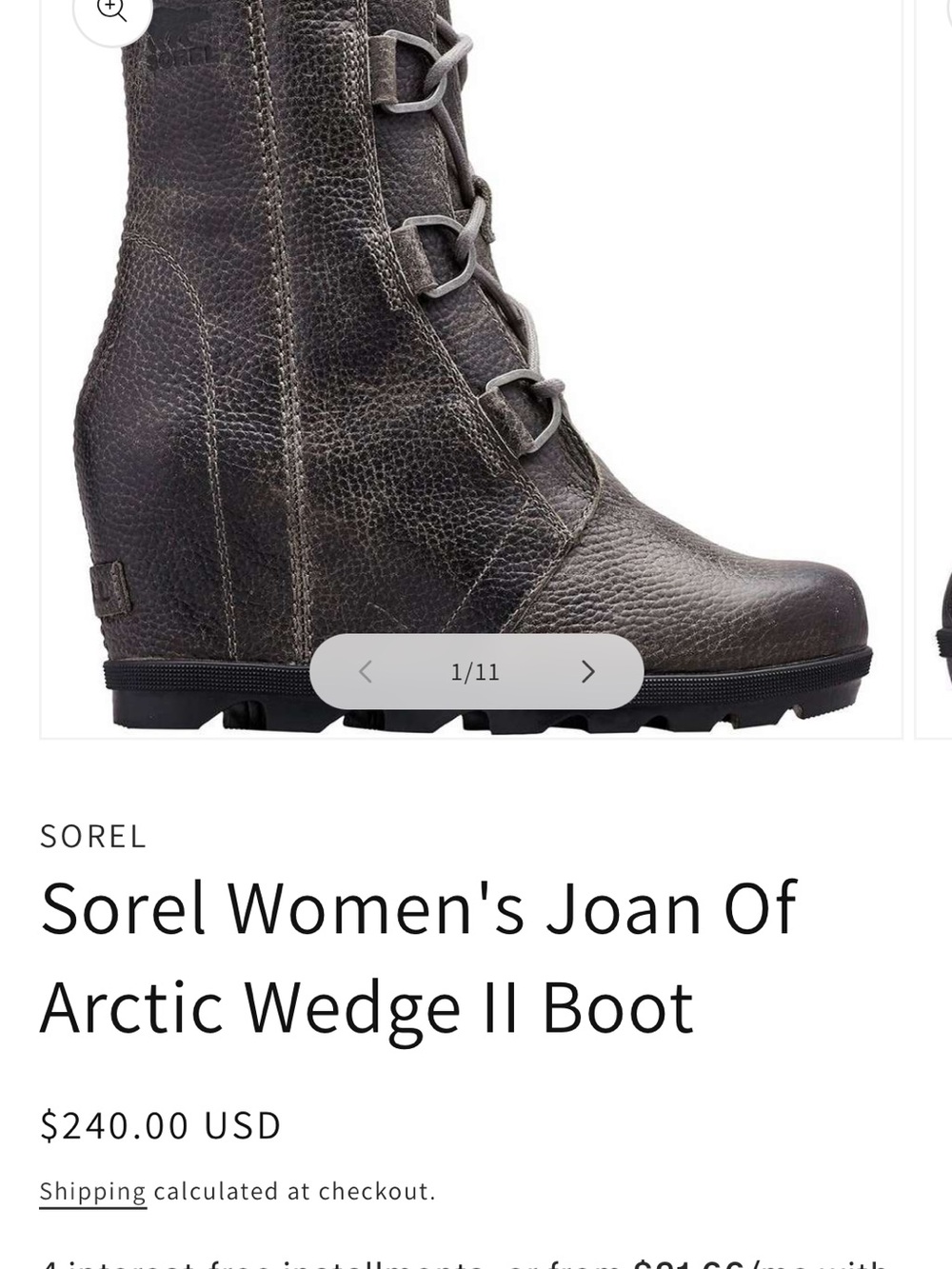 Sorel Women's Wedge Lace-Up Boot in Dark Brown Leather